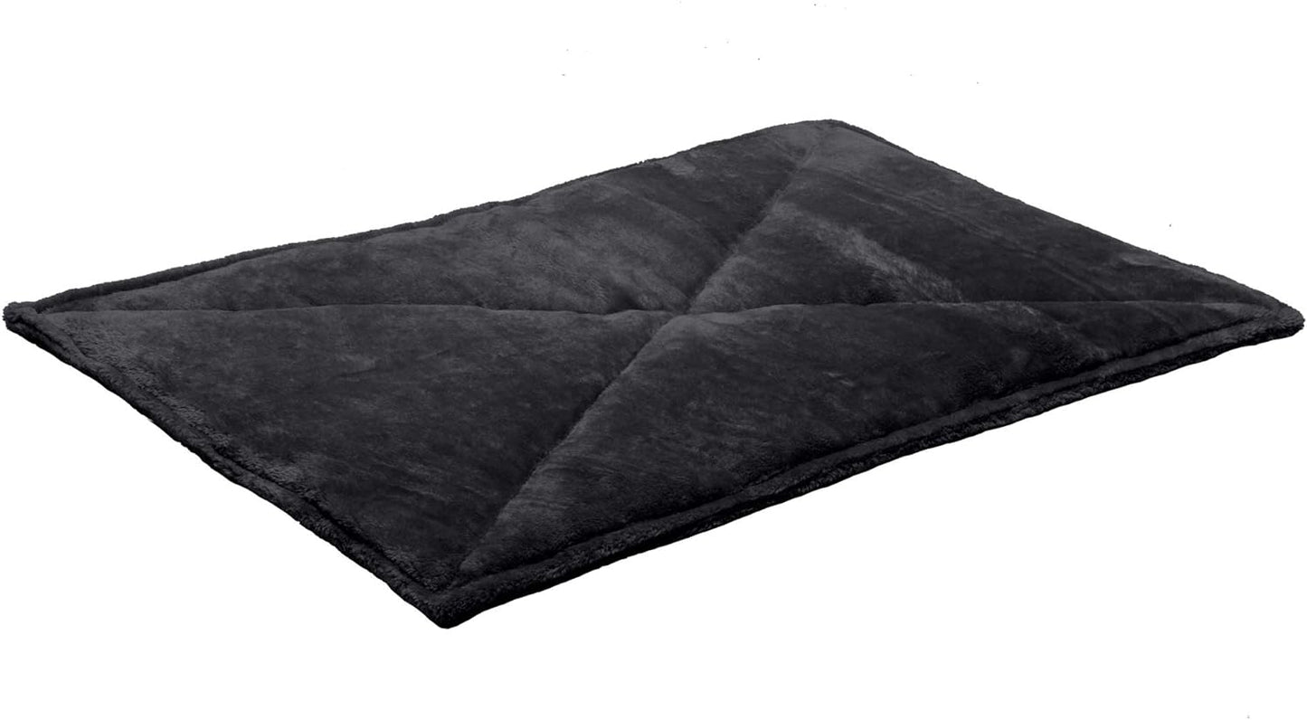 Thermanap Self-Warming Cat Bed for Indoor Cats & Small Dogs, Washable & Reflects Body Heat - Quilted Faux Fur Reflective Bed Mat - Black, Small